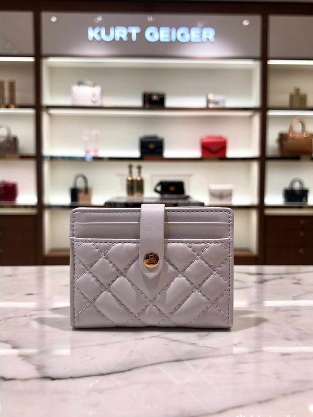 NWT Kurt Geiger Brixton White Quilted Leather Card Wallet